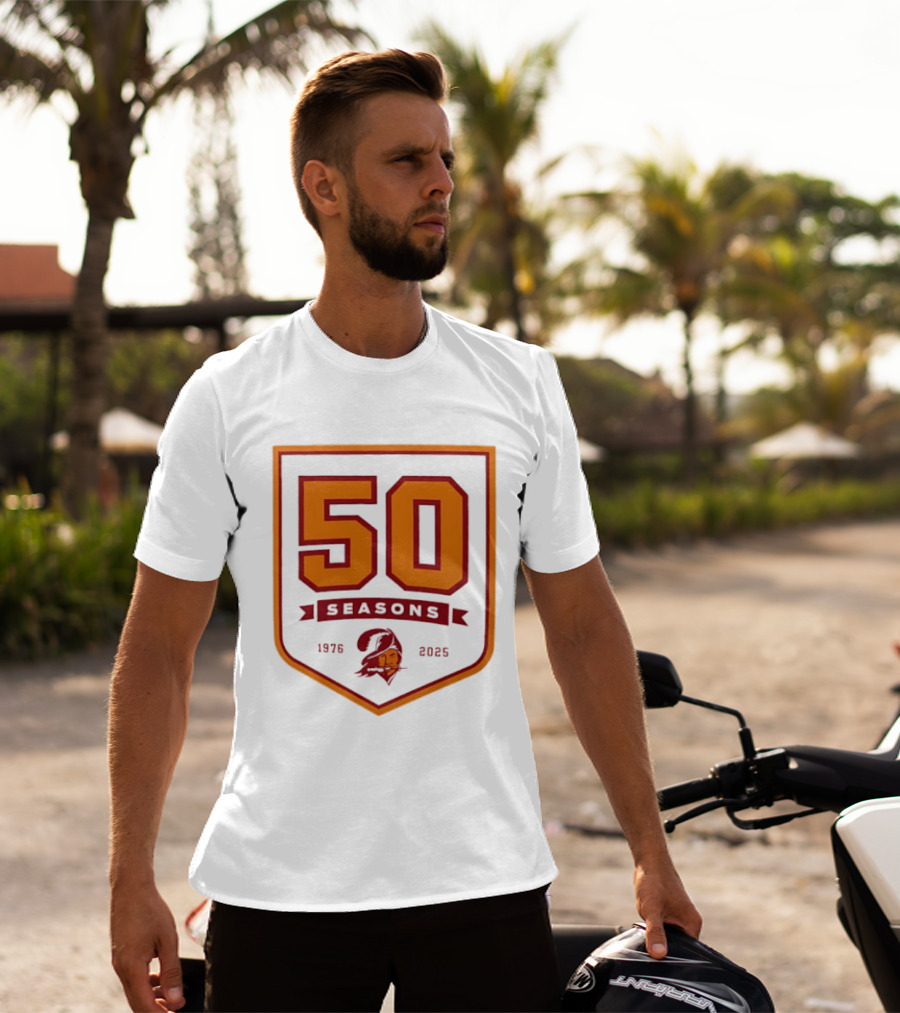 Bucky Irving 7 Tampa Bay Buccaneers 50 Seasons 1976 2025 T-Shirt