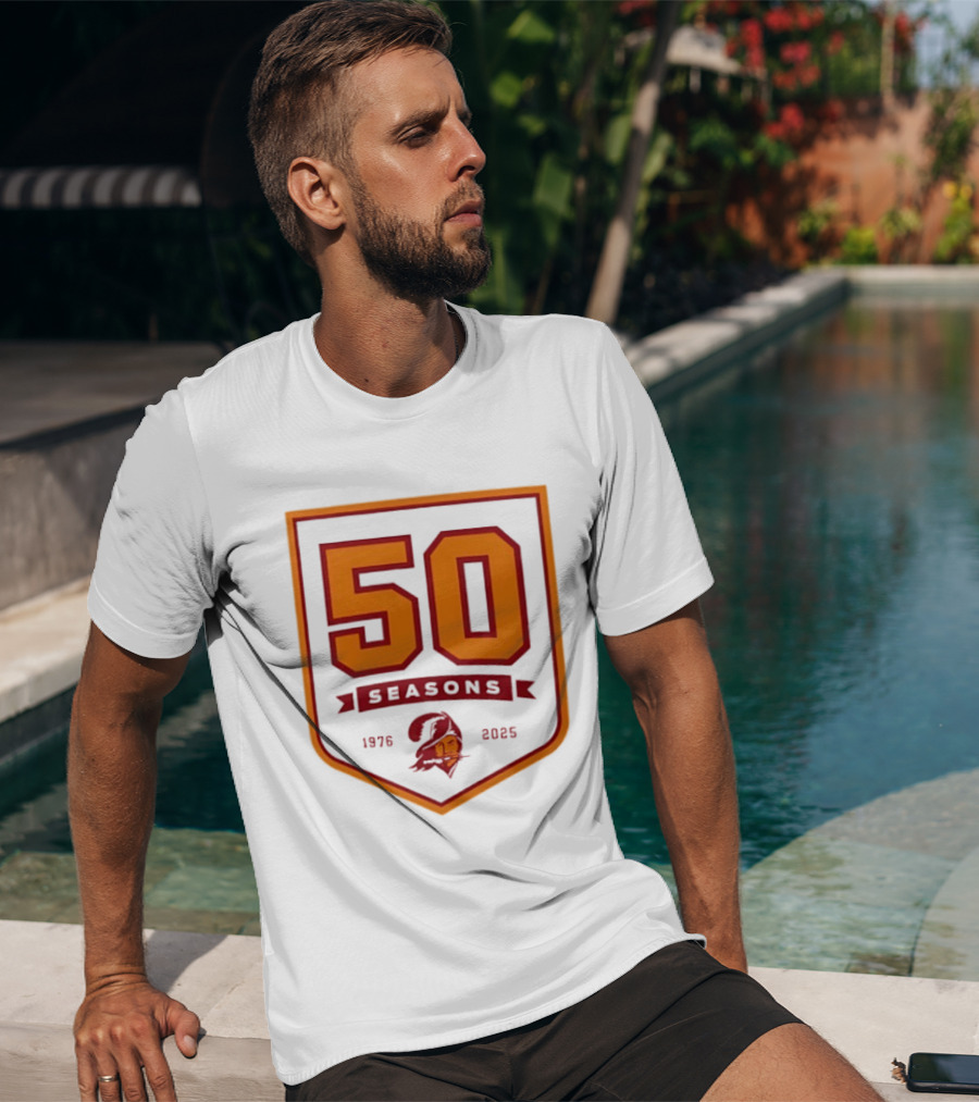 Bucky Irving 7 Tampa Bay Buccaneers 50 Seasons 1976 2025 T-Shirt