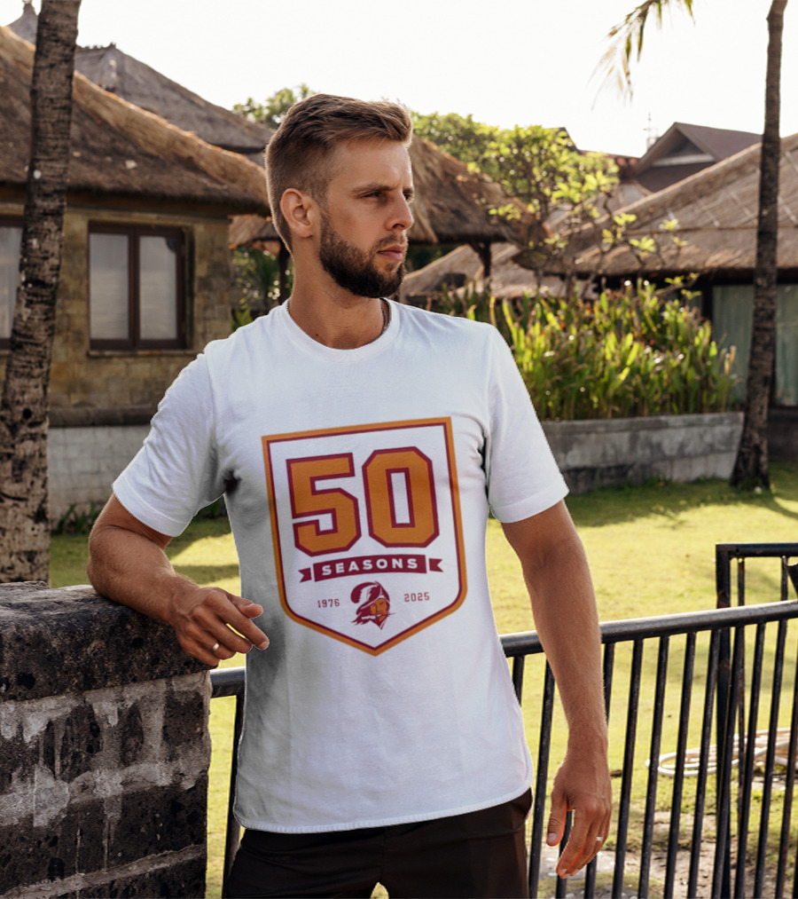 Bucky Irving 7 Tampa Bay Buccaneers 50 Seasons 1976 2025 T-Shirt
