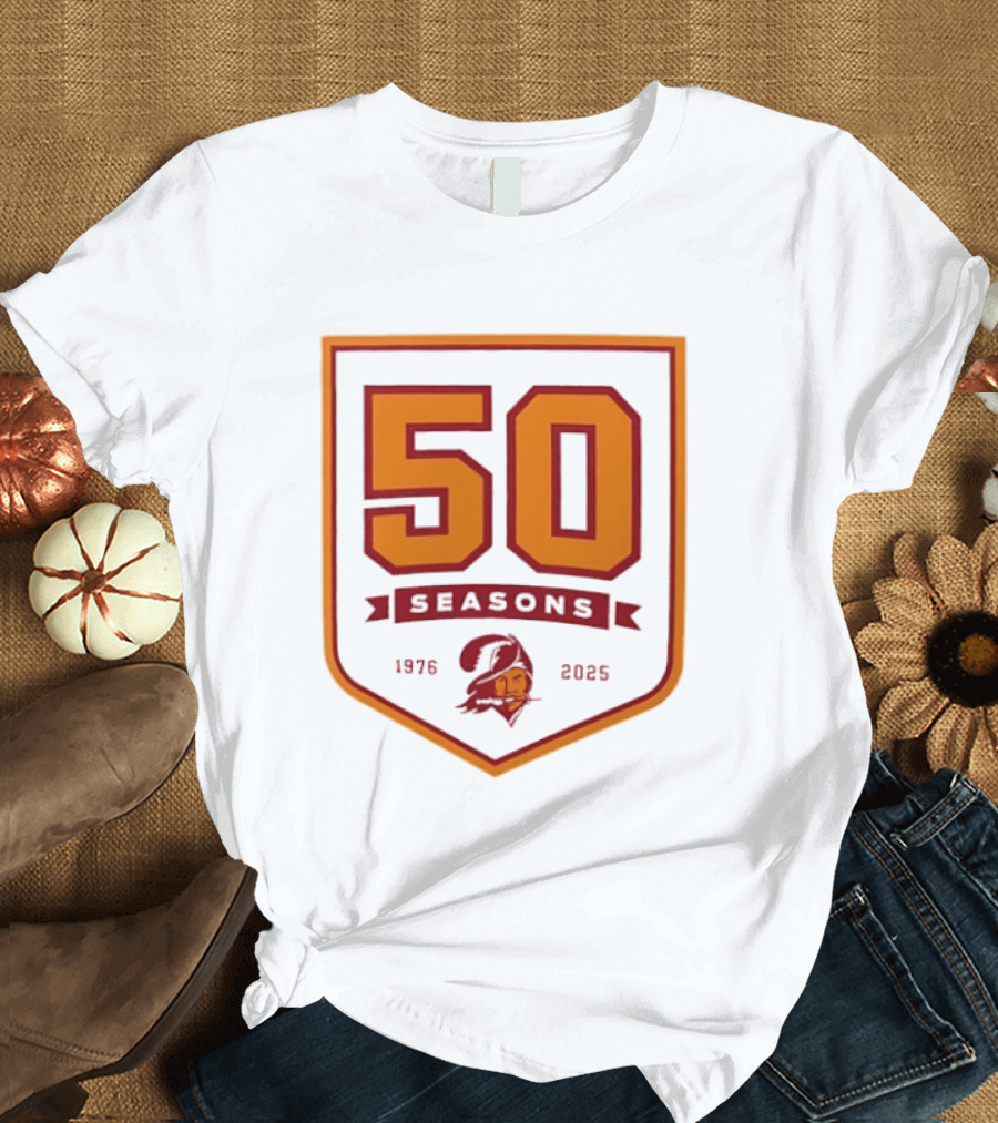 Bucky Irving 7 Tampa Bay Buccaneers 50 Seasons 1976 2025 T-Shirt