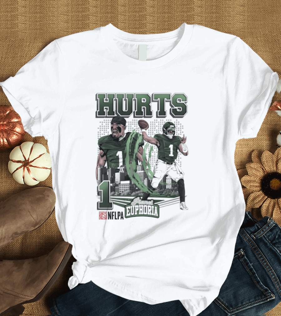 Jalen Hurts 1 Euphoria Philadelphia Eagles Player Collage T-Shirt