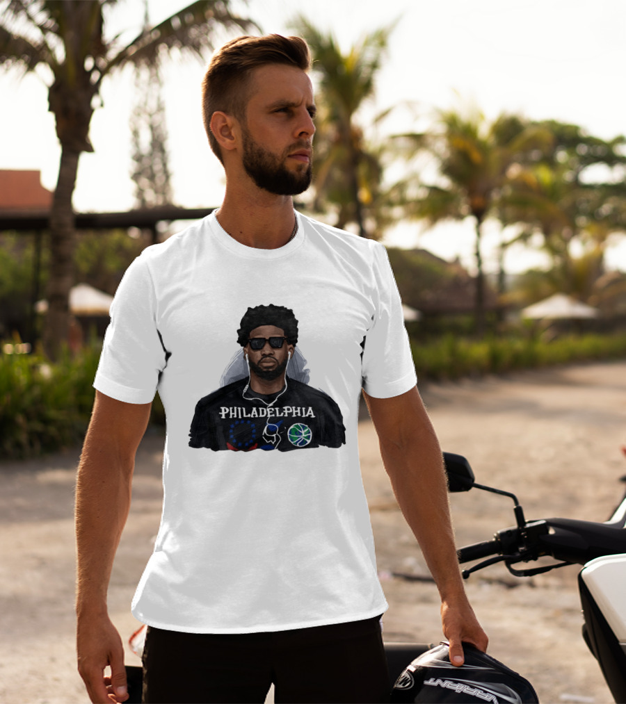Philadelphia Joel Embiid Wired Earphones Basketball 76ers T-Shirt