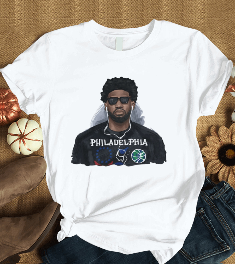 Philadelphia Joel Embiid Wired Earphones Basketball 76ers T-Shirt