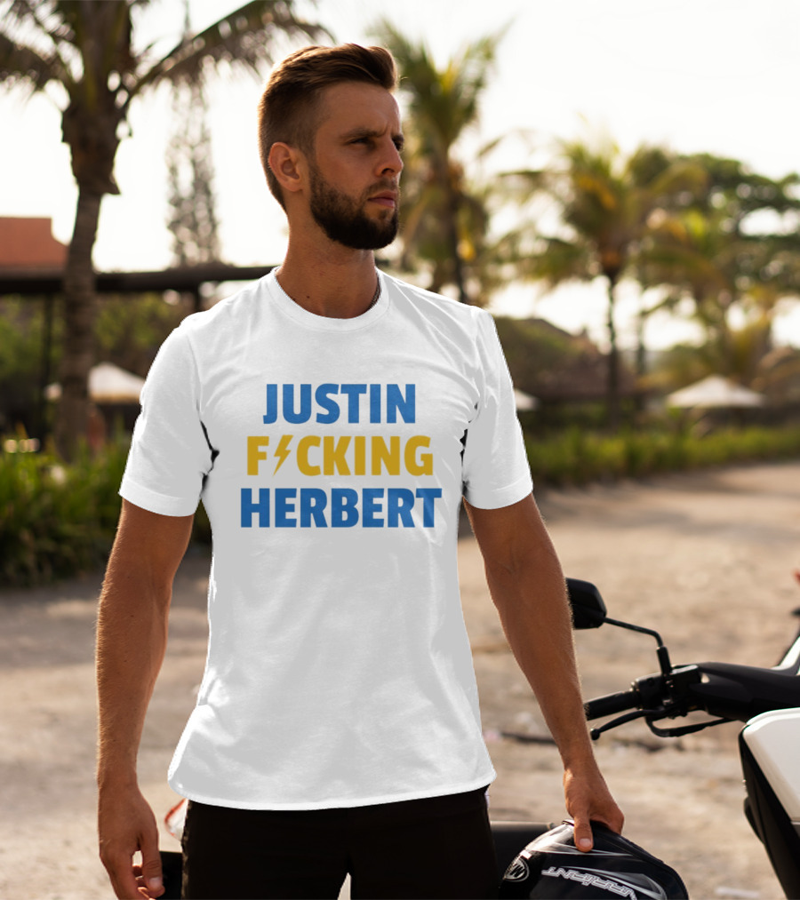 Justin Fucking Herbert Los Angeles Chargers Football Bolt T-Shirt