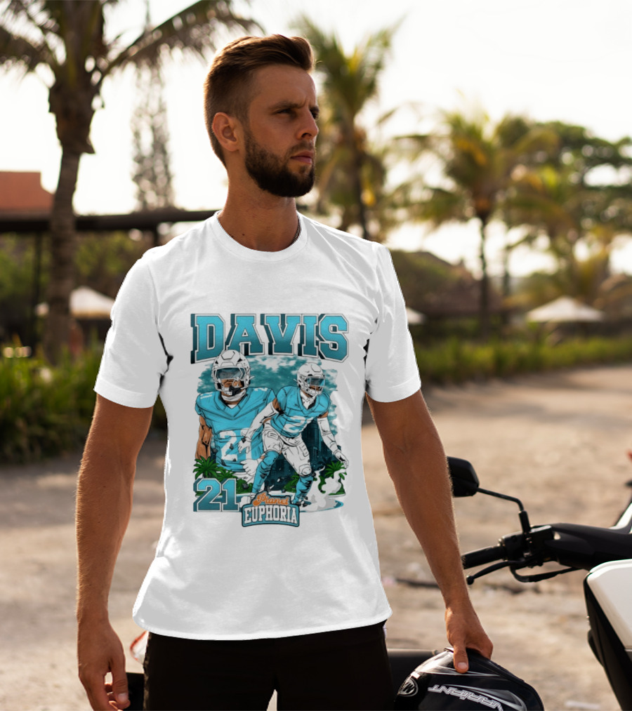Davis 21 Planet Euphoria Football Player Miami Dolphins T-Shirt