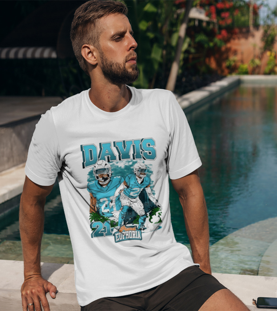 Davis 21 Planet Euphoria Football Player Miami Dolphins T-Shirt