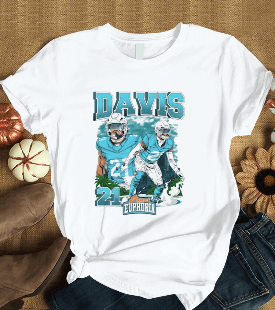 Davis 21 Planet Euphoria Football Player Miami Dolphins T-Shirt
