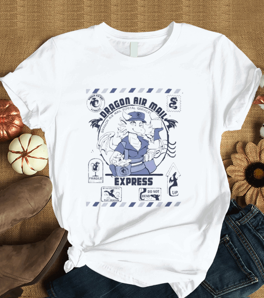 Dragon Air Mail Postal Service Express Stamp Winged Courier T-Shirt