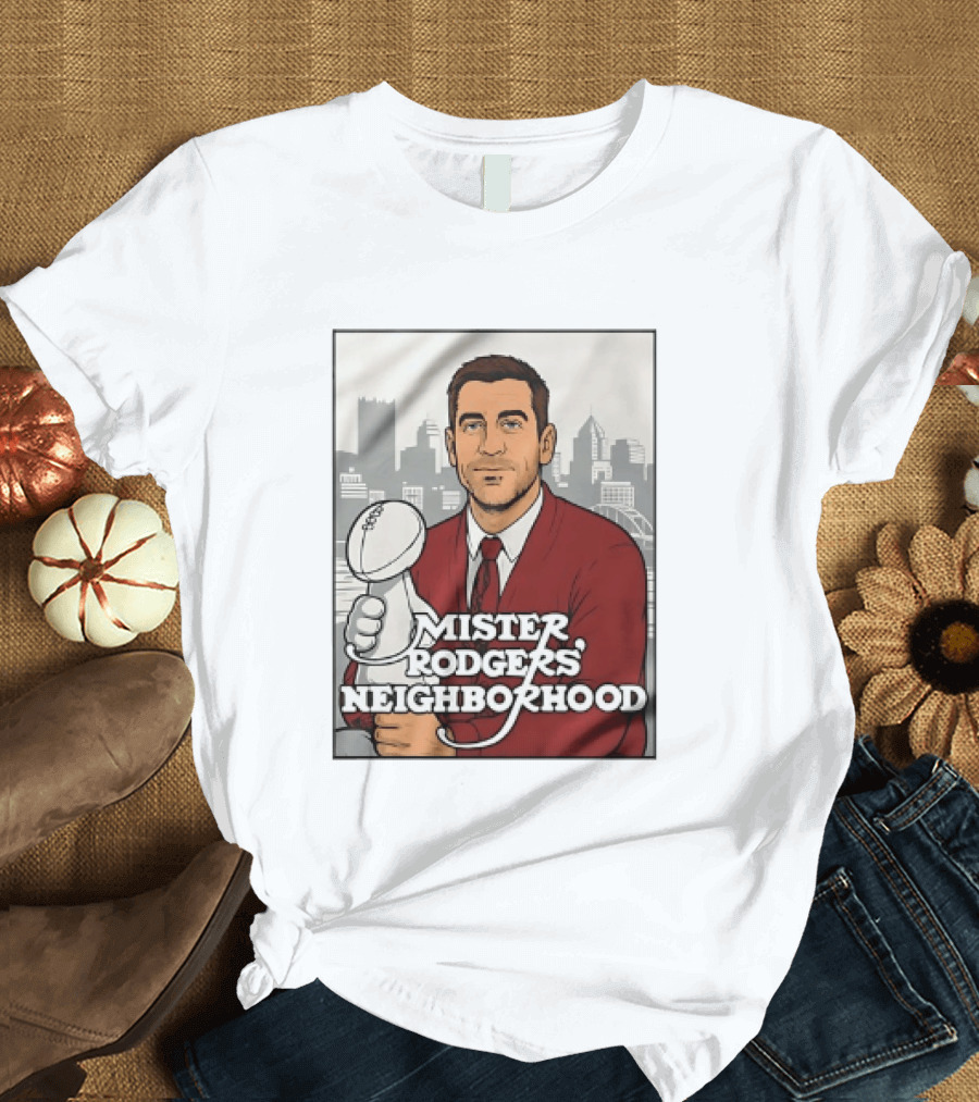 Mister Rodgers Neighborhood Aaron Rodgers Pittsburgh Skyline T-Shirt