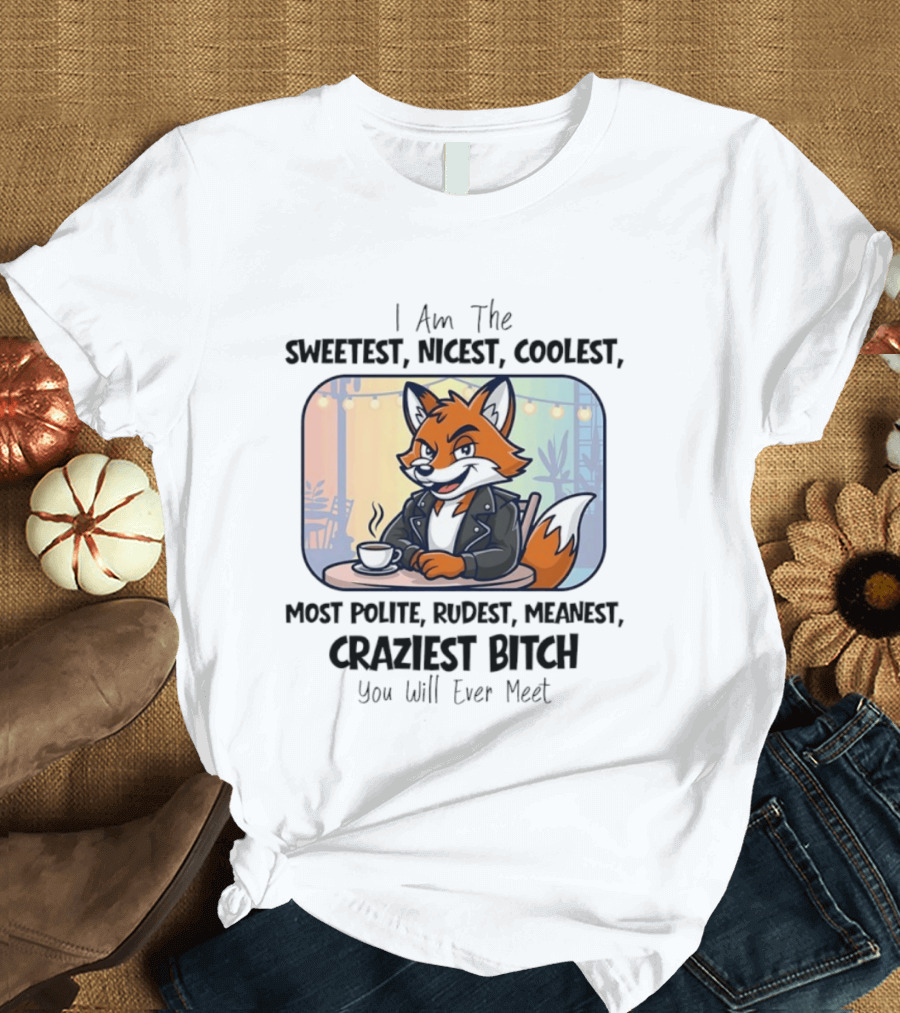 I Am The Sweetest Nicest Coolest Most Polite Rudest Meanest Craziest Bitch You Will Ever Meet Fox Coffee T-Shirt