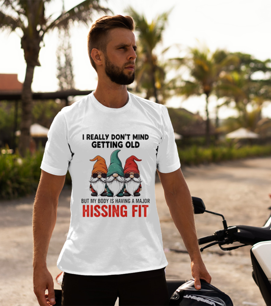 I Really Don't Mind Getting Old Gnome Christmas But My Body Is Having A Major Hissing Fit T-Shirt