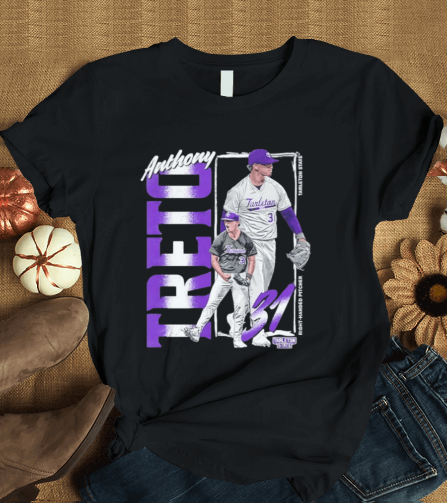 Anthony Treto 31 Tarleton State Baseball Pitcher T-Shirt