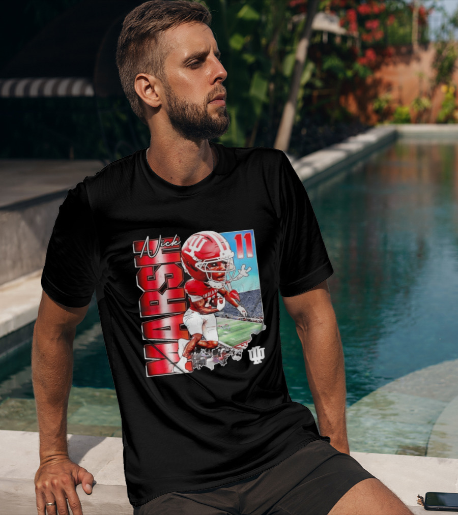 Nick Marsh Indiana Hoosiers Football Caricature 11 Stadium Scene T-Shirt