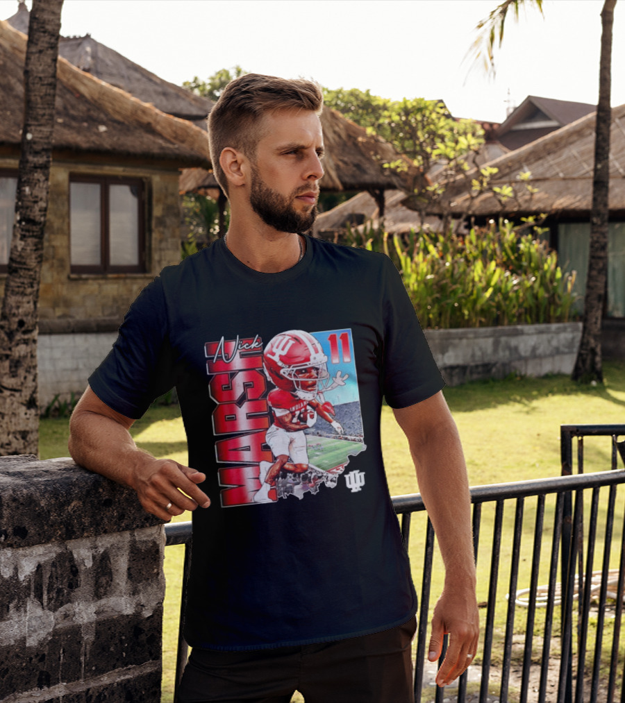 Nick Marsh Indiana Hoosiers Football Caricature 11 Stadium Scene T-Shirt