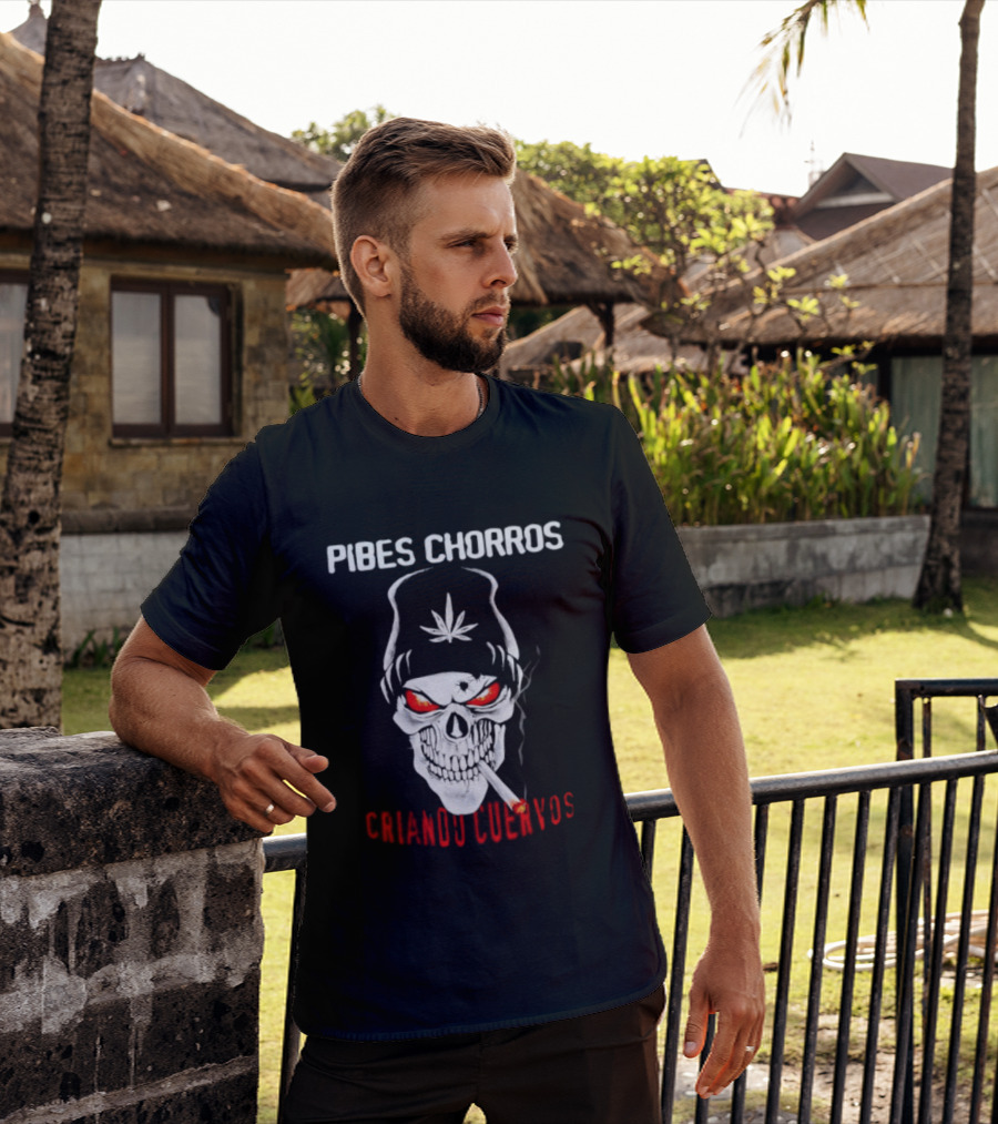 Pibes Chorros Criando Cuervos Skull Marijuana Cumbia Villera T-Shirt