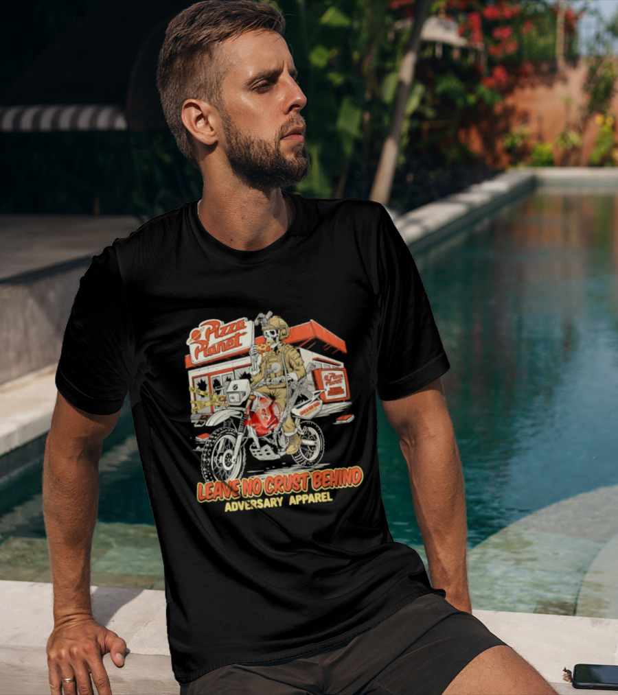 Pizza Planet Tactical Operations Department Funny Motorcycle Leave No Crust Behind T-Shirt