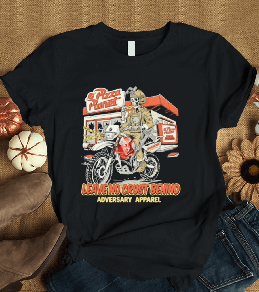 Pizza Planet Tactical Operations Department Funny Motorcycle Leave No Crust Behind T-Shirt