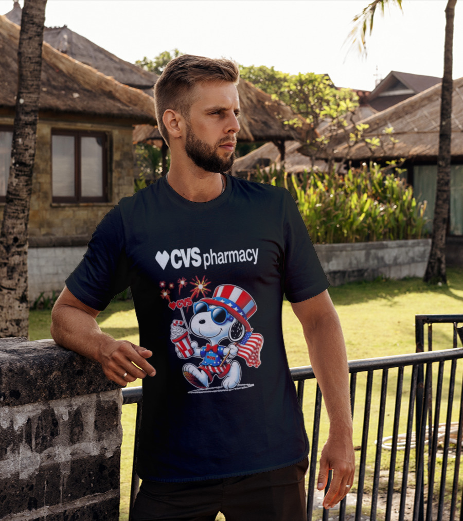 Snoopy CVS Pharmacy America 1776 2026 250th Anniversary Celebration With Fireworks And Flag T-Shirt