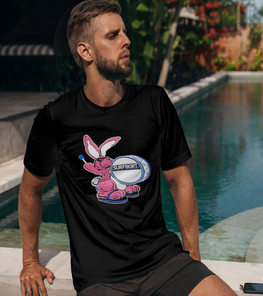 Surfbort Pink Bunny Drummer With Drumsticks And Bass Drum T-Shirt