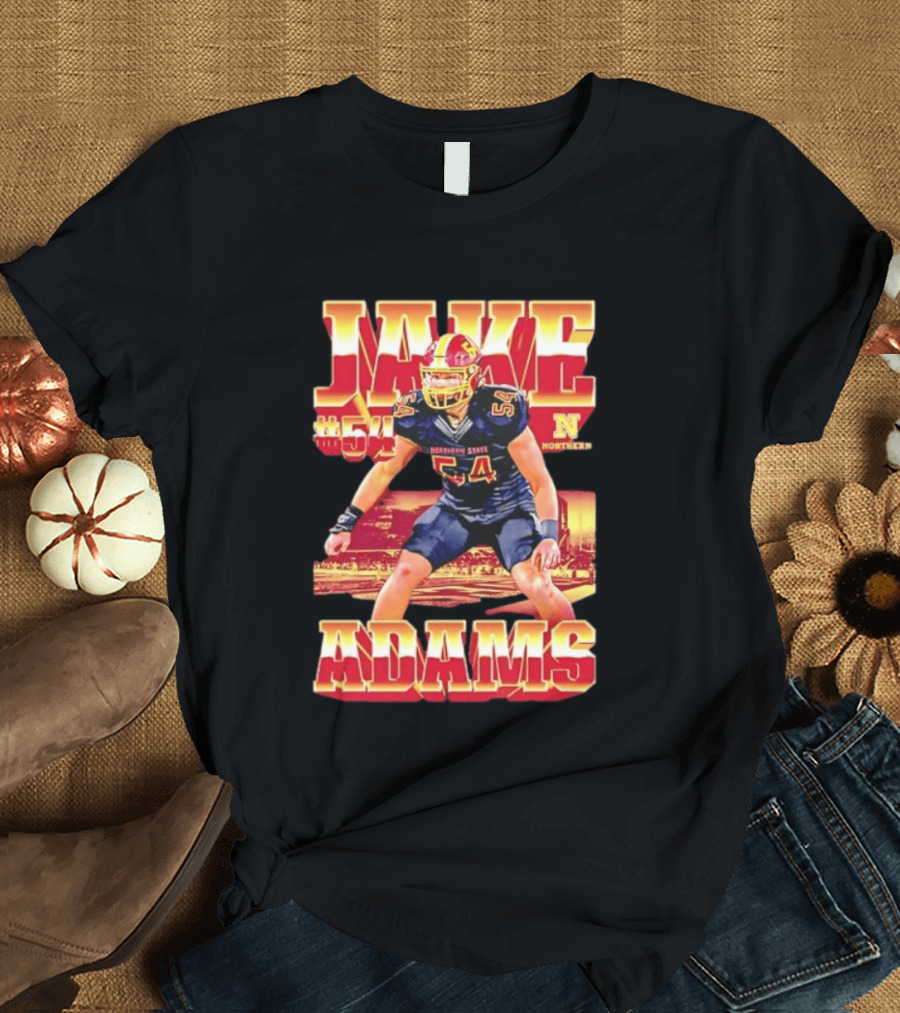 Jake Adams 54 Northern State University NCAA Football Player Number T-Shirt