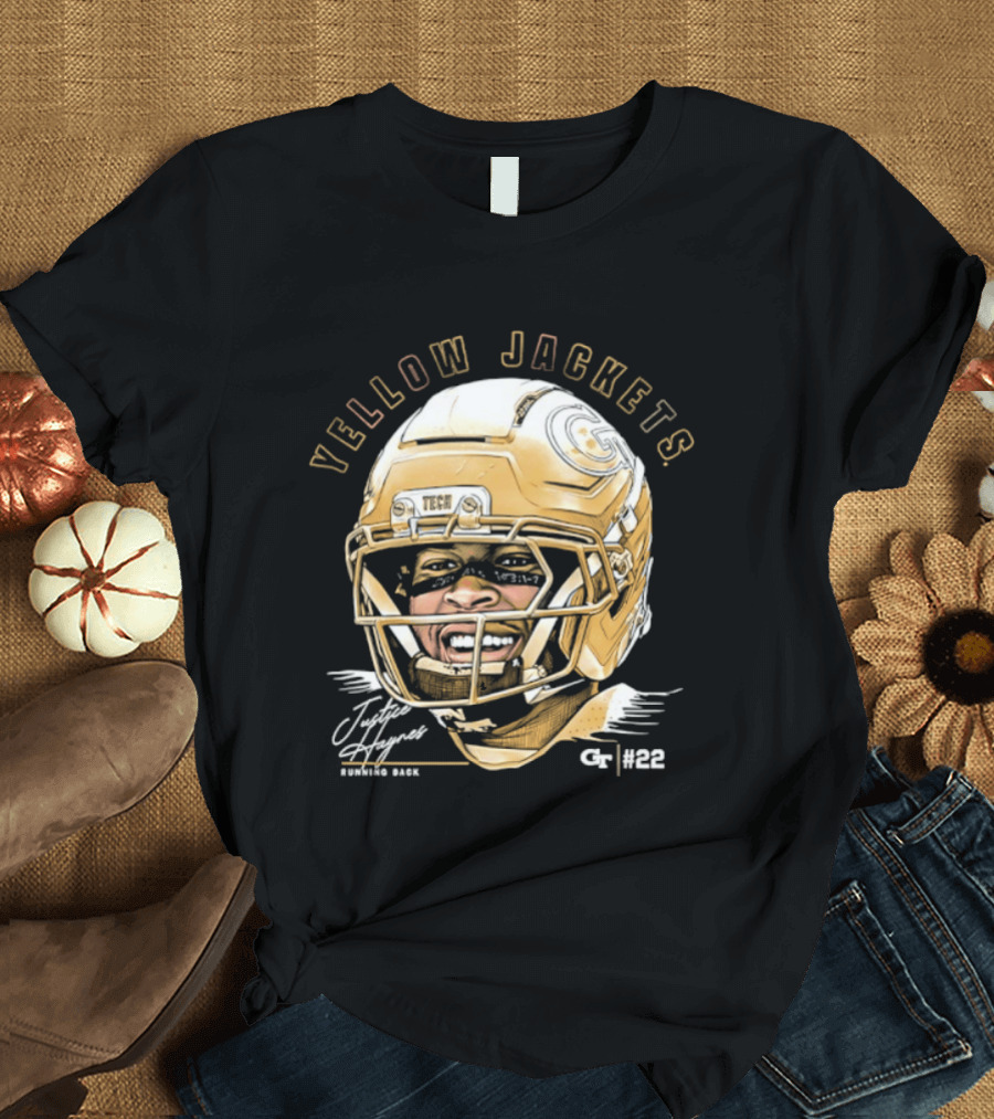 Georgia Tech Yellow Jackets Justice Haynes Running Back 22 Football T-Shirt