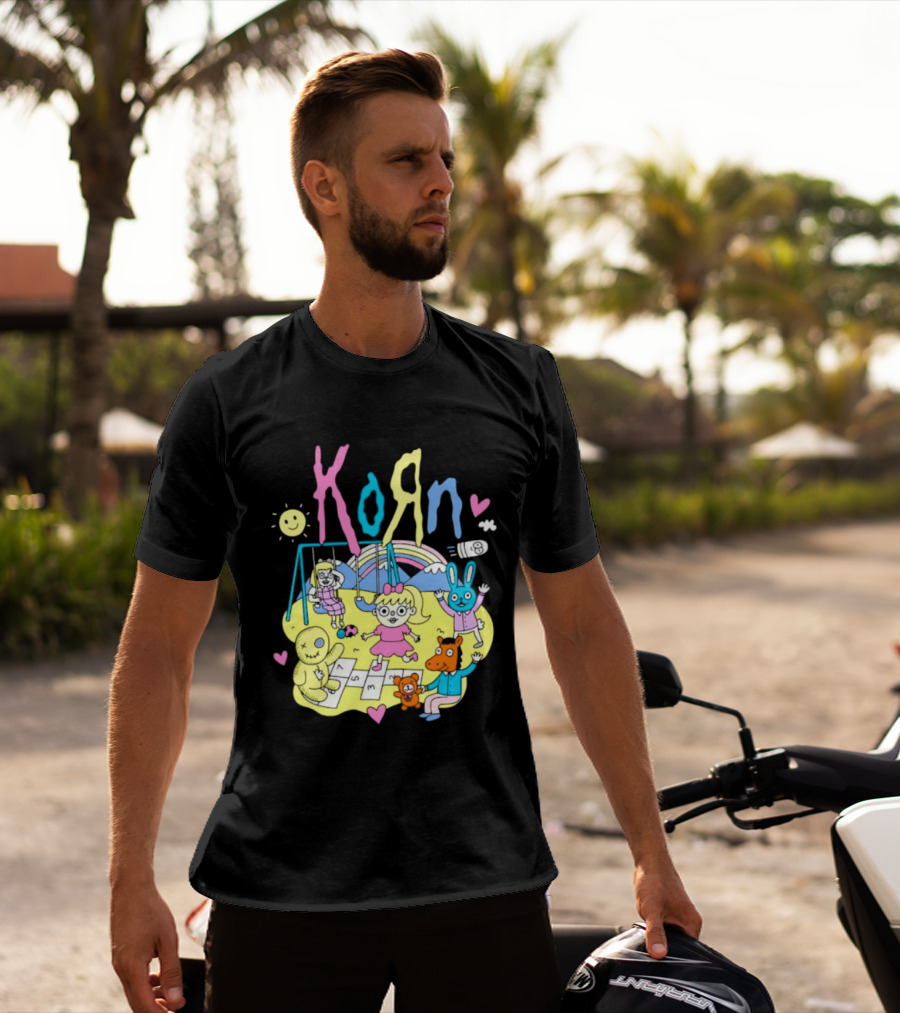 Korn Playground Cartoon Pastel Nu Metal Band T-Shirt