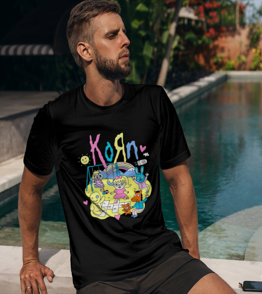 Korn Playground Cartoon Pastel Nu Metal Band T-Shirt