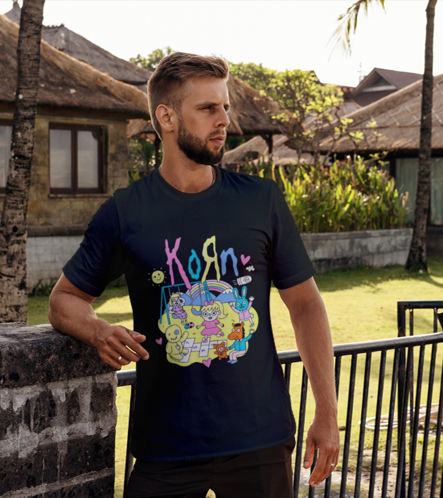 Korn Playground Cartoon Pastel Nu Metal Band T-Shirt