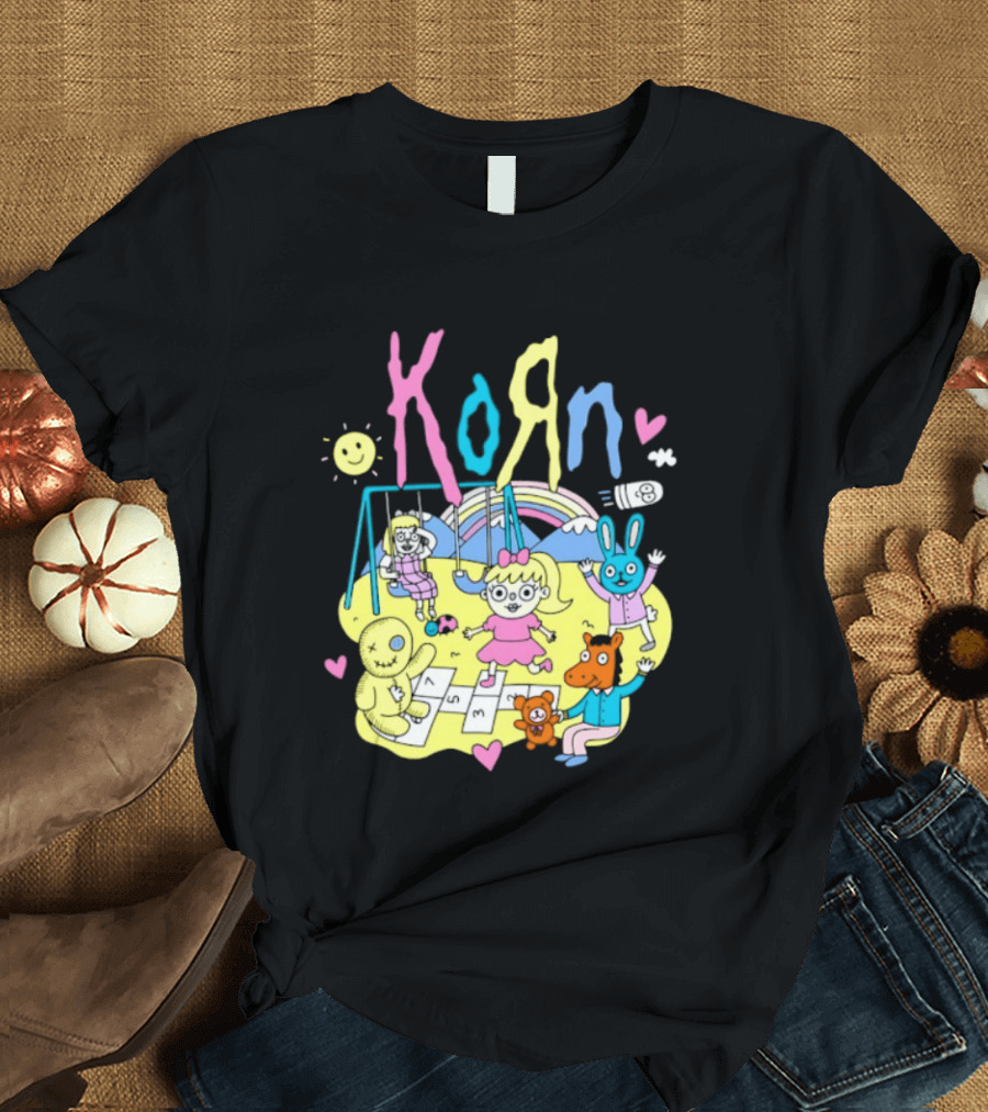Korn Playground Cartoon Pastel Nu Metal Band T-Shirt