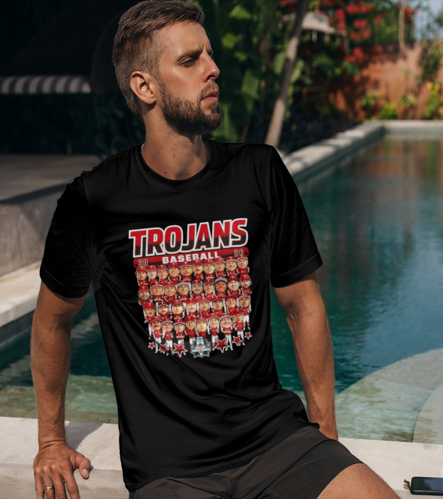 Trojans 2026 Baseball Team Caricatures NCAA College World Series T-Shirt