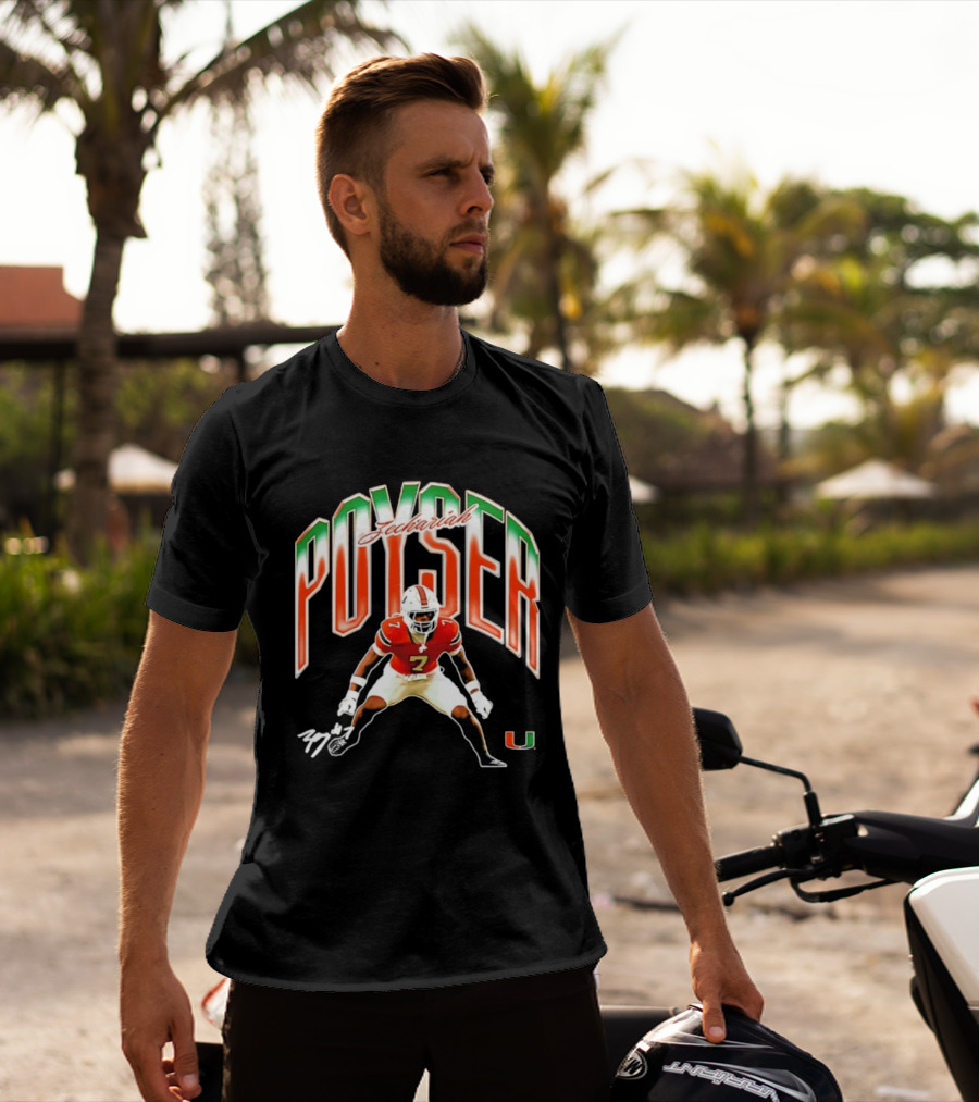 Zechariah Poyser Miami Hurricanes NCAA Football Player 7 UM T-Shirt