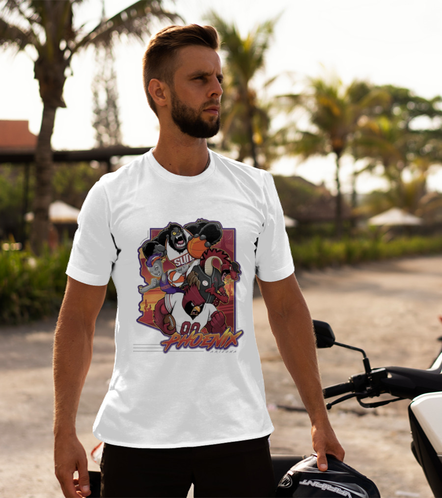 Phoenix Suns Gorilla Coyotes Snake Cardinals Bird Mascots Collage T-Shirt