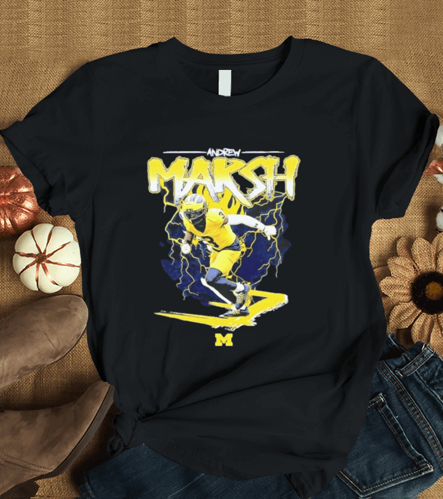 Andrew Marsh 3 Michigan Wolverines Football Player NCAA T-Shirt