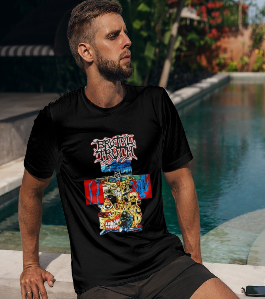 Brutal Truth Crucifix Skull Grindcore Band T-Shirt