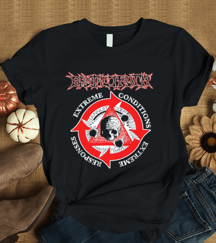 Brutal Truth Extreme Conditions Extreme Responses Skull Triangle Arrows T-Shirt