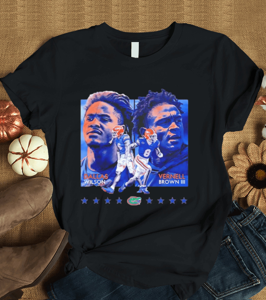 Dallas Wilson Vernell Brown III Florida Gators NCAA Football Player Portraits T-Shirt