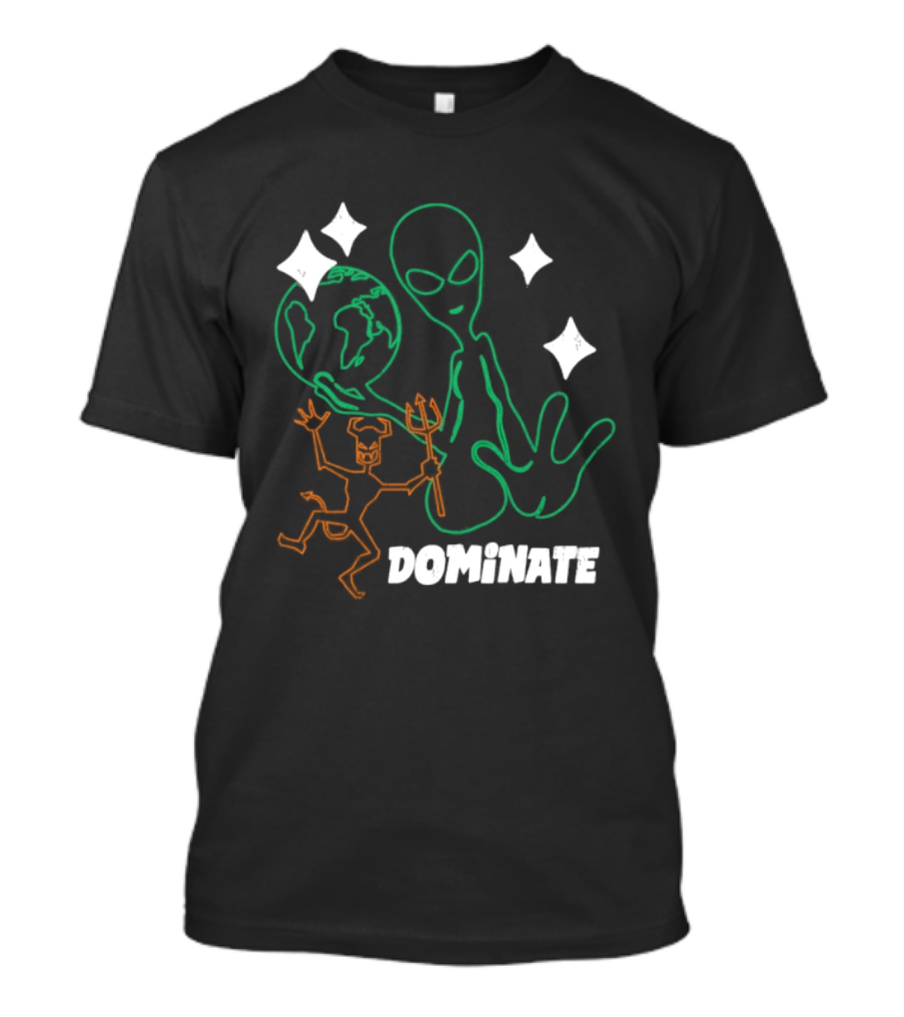 Dominate Alien Devil Earth UFO Stars T-Shirt