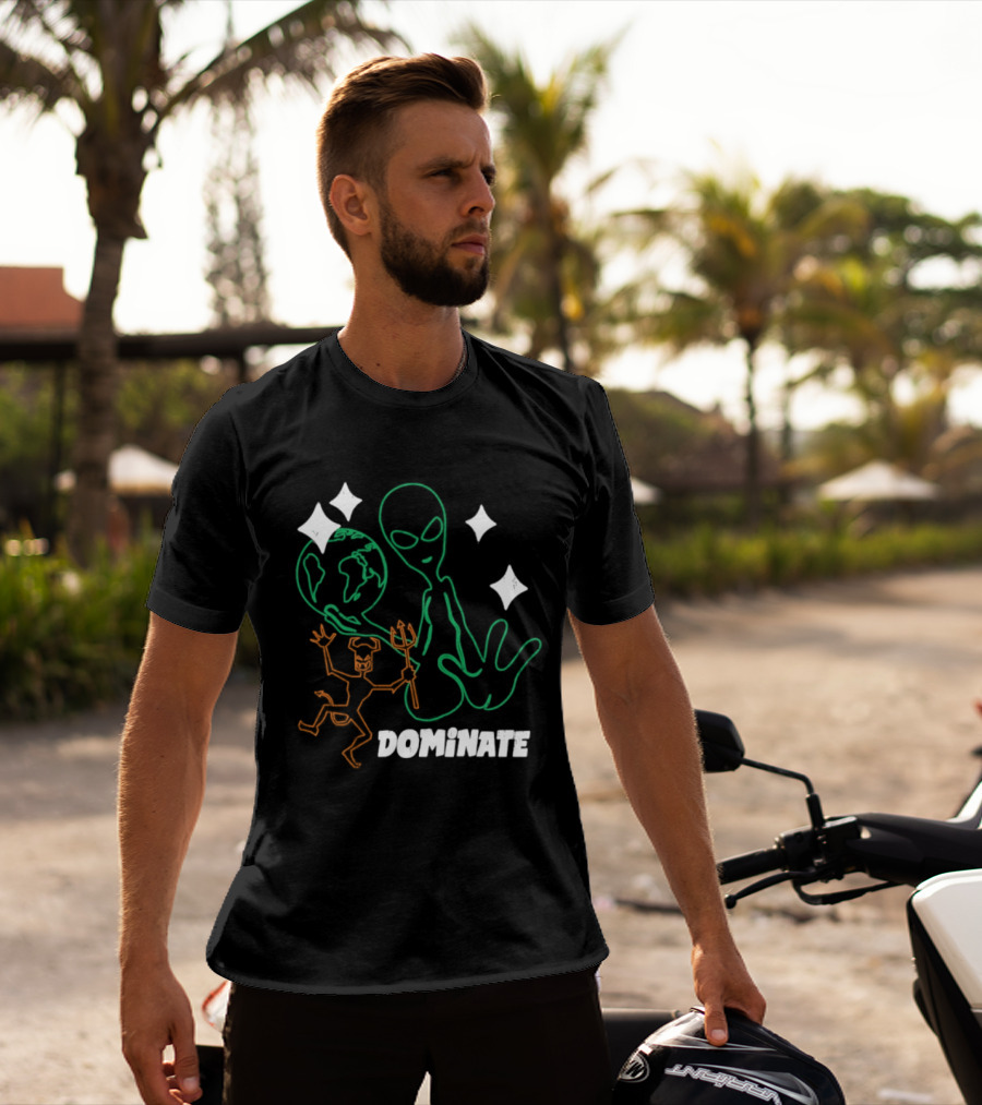 Dominate Alien Devil Earth UFO Stars T-Shirt