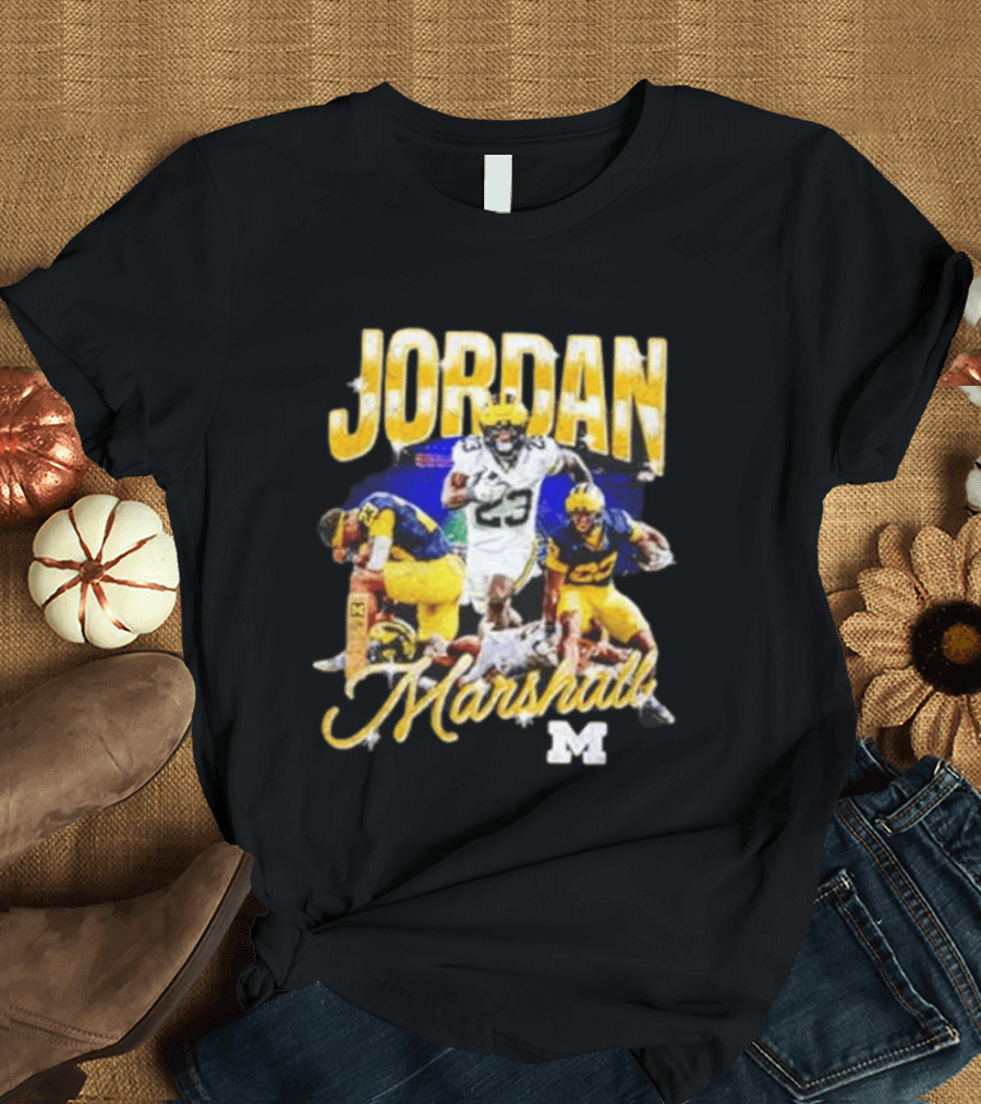 Jordan Marshall Michigan Wolverines 23 Football Collage T-Shirt