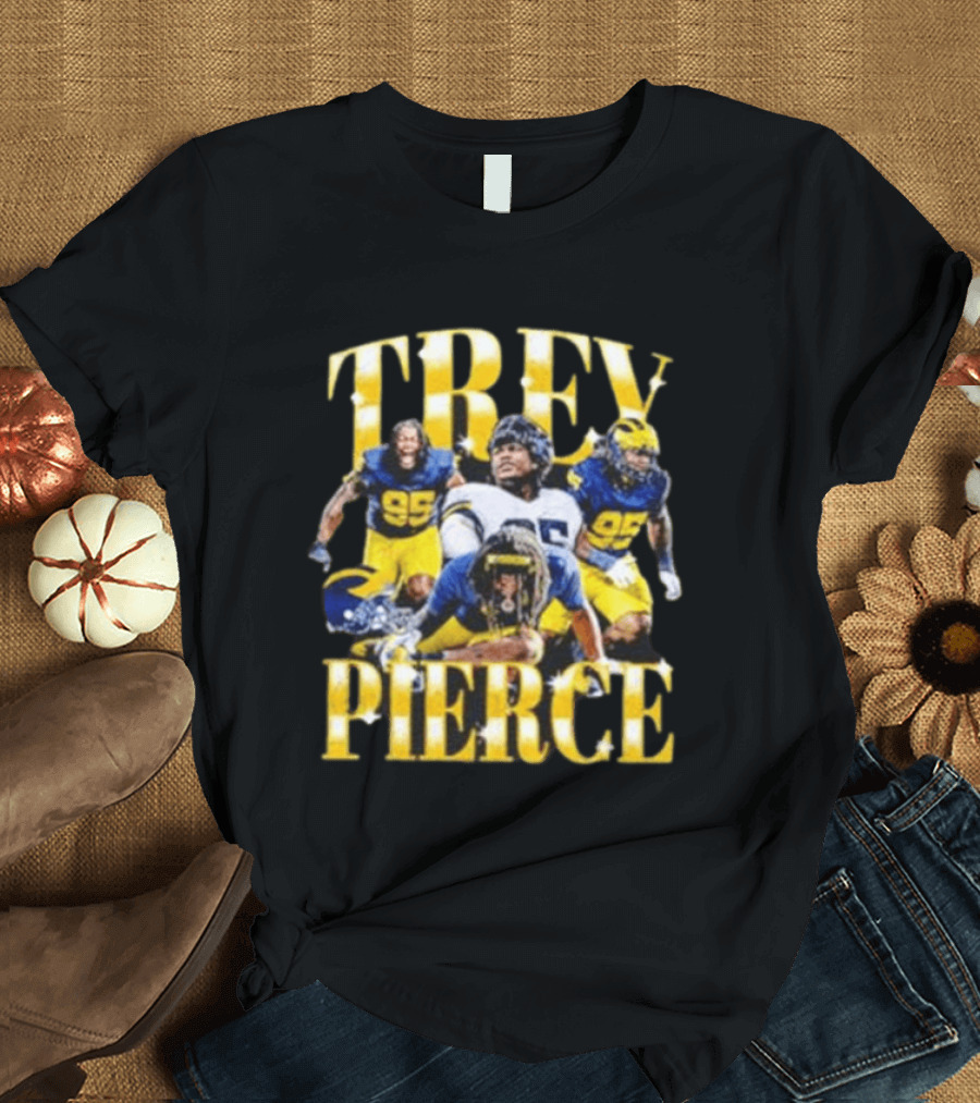 Trey Pierce Michigan Wolverines No 95 Football Collage T-Shirt