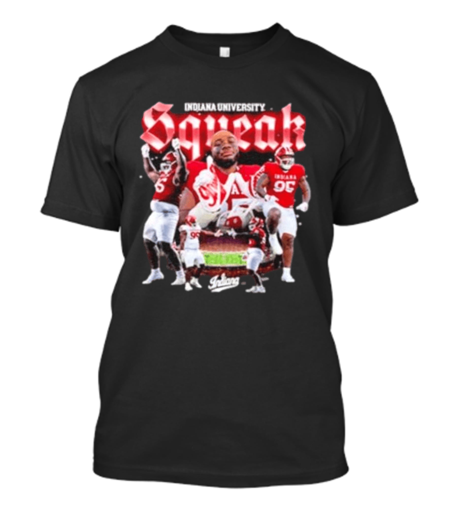 Indiana University Squeak Collage Featuring Indiana 96 Football Player In Red Uniform T-Shirt
