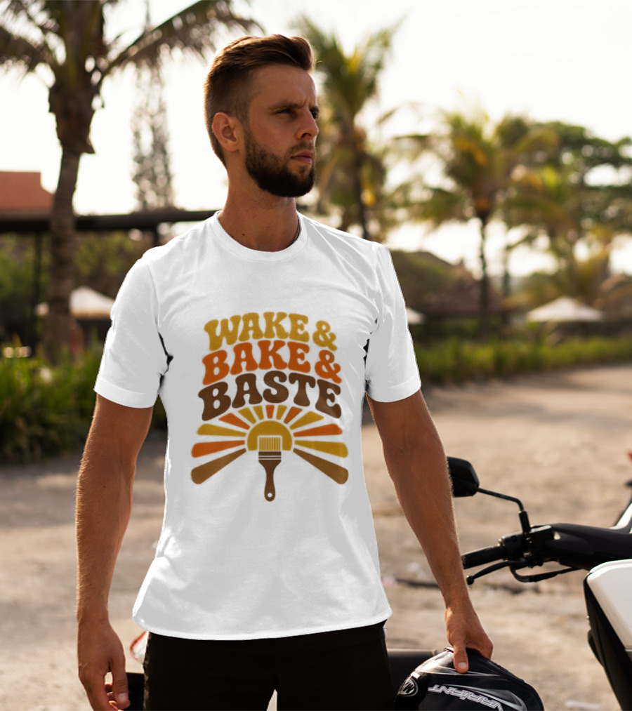 Wake And Bake And Baste With Sunrise Spatula Cooking T-Shirt
