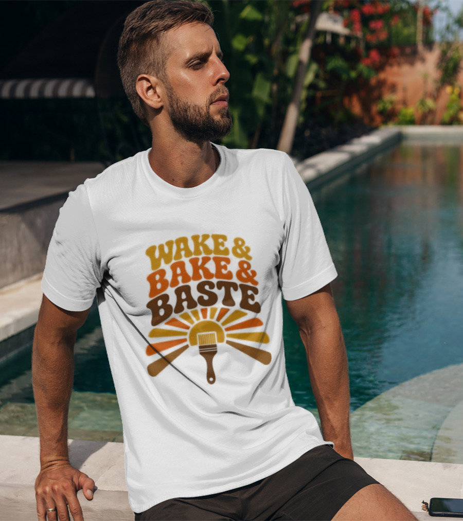 Wake And Bake And Baste With Sunrise Spatula Cooking T-Shirt