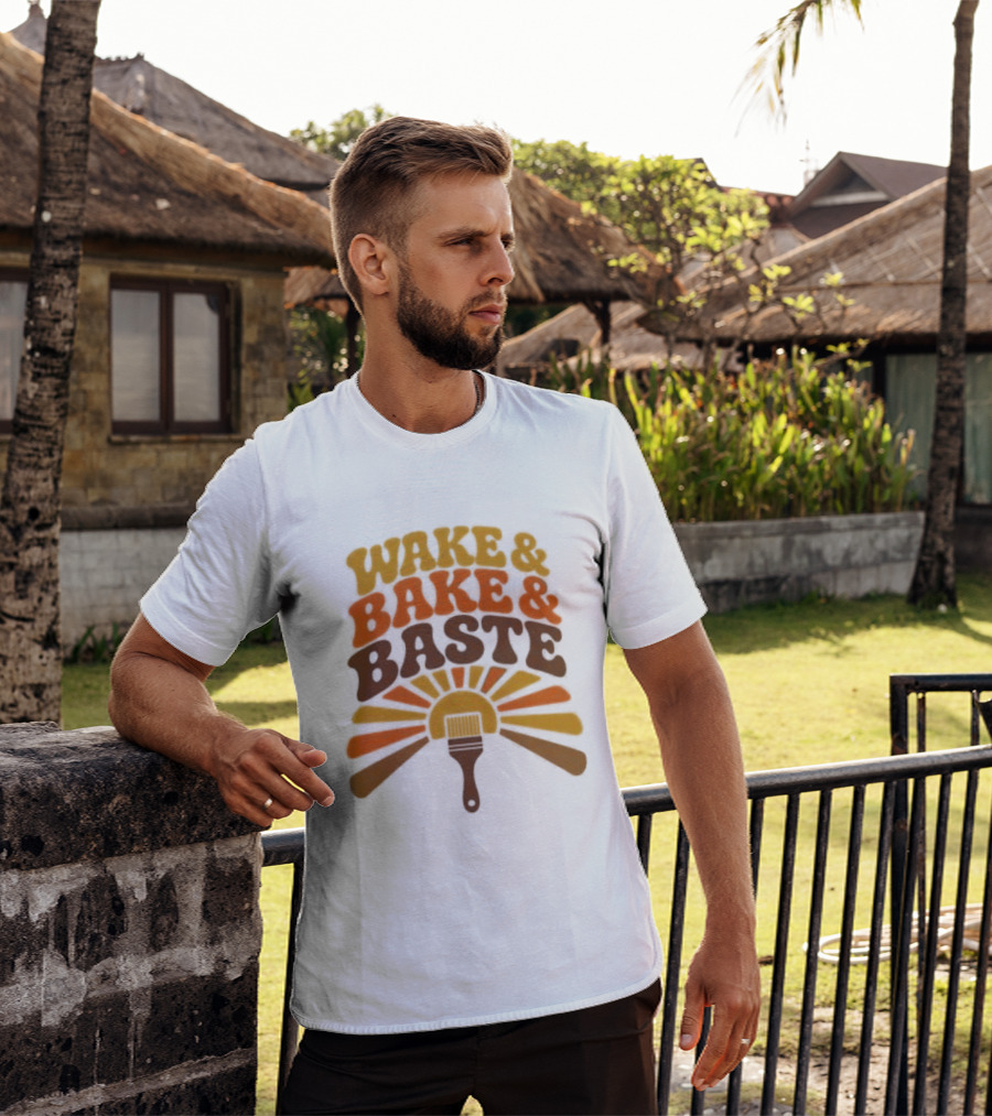 Wake And Bake And Baste With Sunrise Spatula Cooking T-Shirt