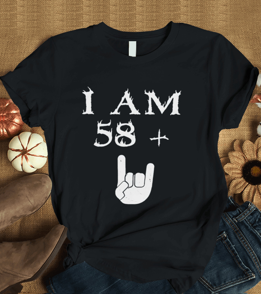 I Am 58 Plus Rock Hand Gesture T-Shirt