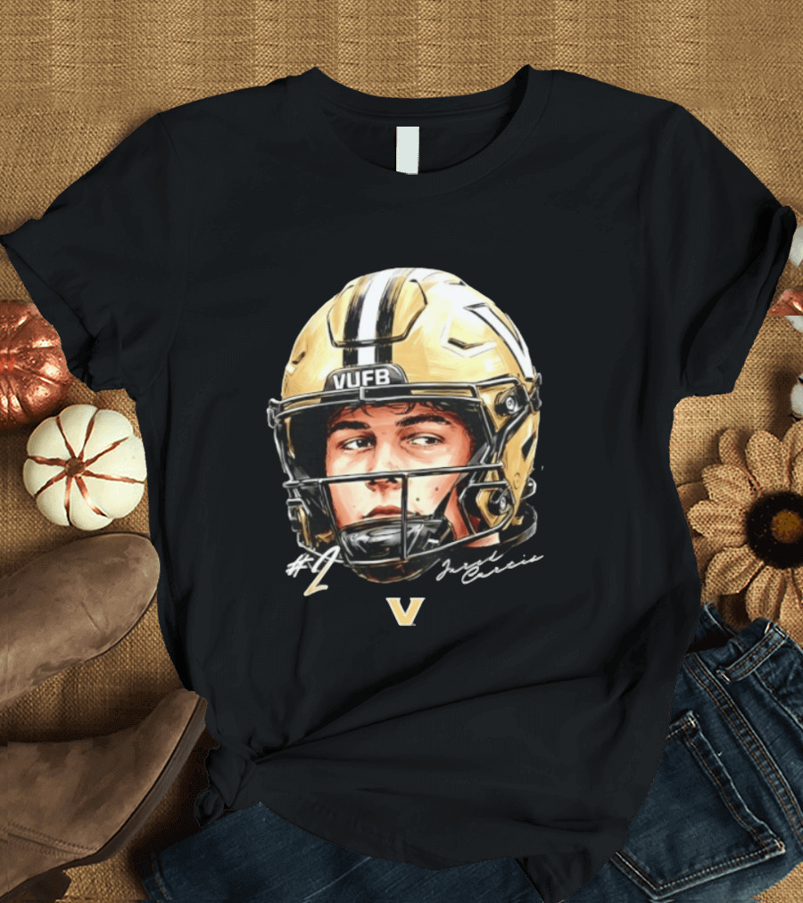 Jared Curtis 2 VUFB Vanderbilt Football Helmet T-Shirt