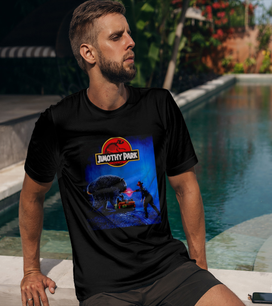 Jimothy Park Dinosaur Adventure Lampoon With Bear Scene T-Shirt