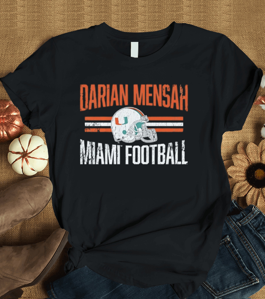 Darian Mensah Miami Football NCAA Hurricanes Helmet Hero T-Shirt
