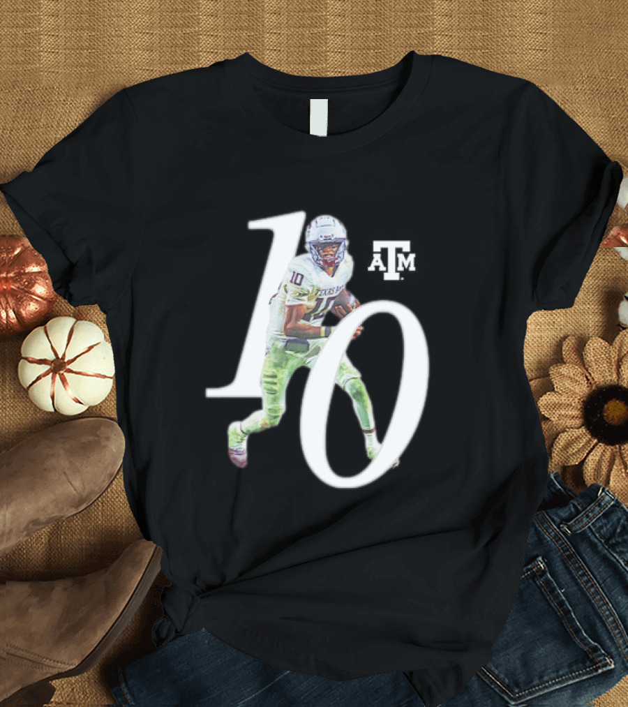 Texas A&M Aggies Marcel Reed 10 Football Player Action Pose T-Shirt