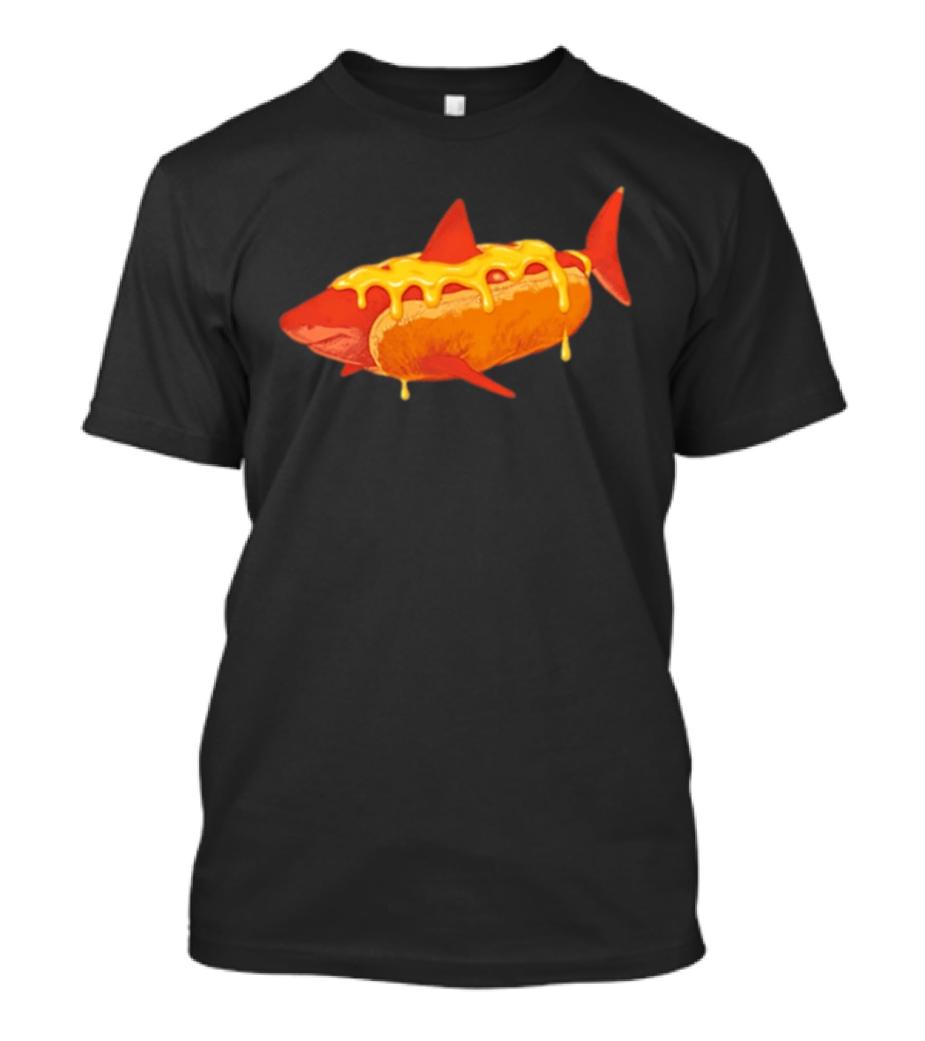 Hot Dog Shark With Melting Cheese Drizzle T-Shirt